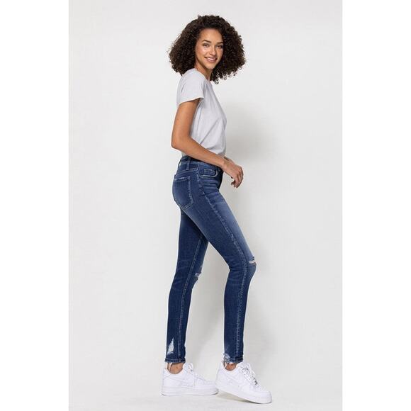 Flying Monkey Mid Rise Ankle Skinny Distressed Hem Jeans - F4419 - Size 24 - Picture 12 of 14